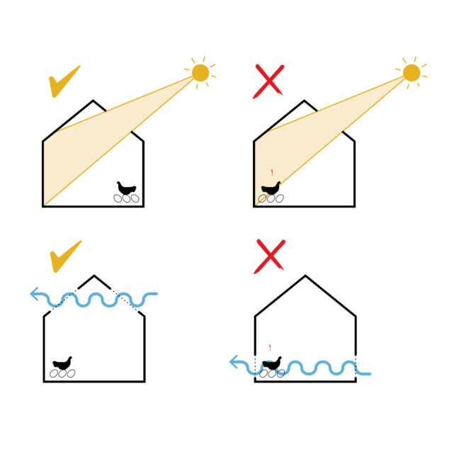 Diagram of illumination and ventilation needs of chickens