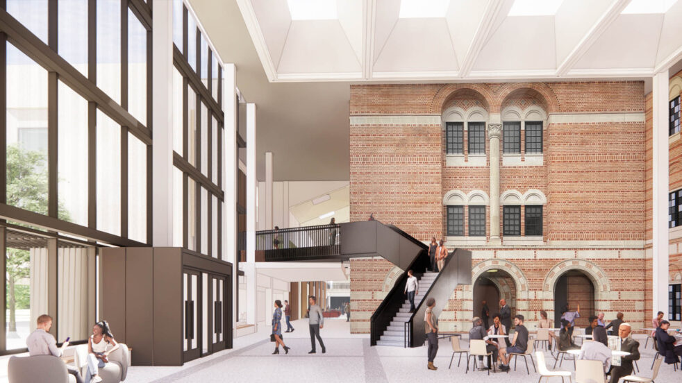 Rendering of the enclosed Woodson Courtyard.